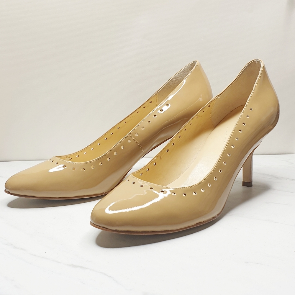 Kate spade patent leather heel pumps cute tan 10